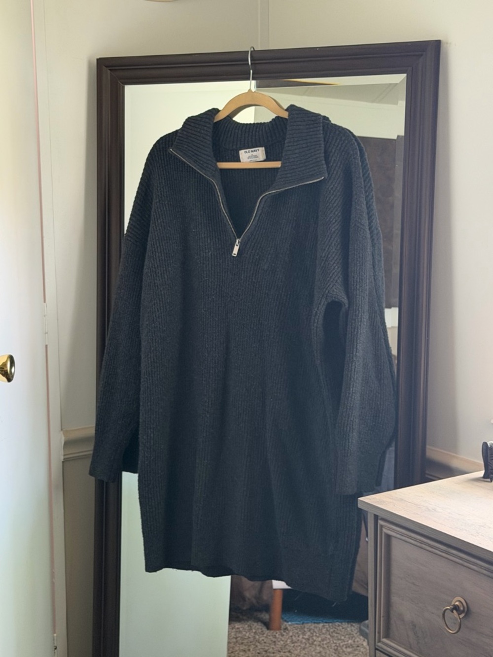 Old Navy Charcoal Half-Zip Knit Sweater Dress